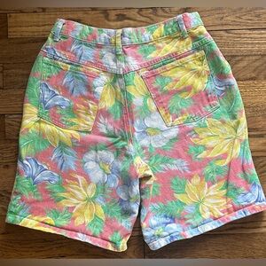 90s vintage tropical mixed florals denim shorts but MIXED BLUES